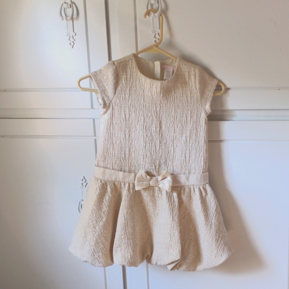 Janie and Jack ivory dress with gold shimmer size 5